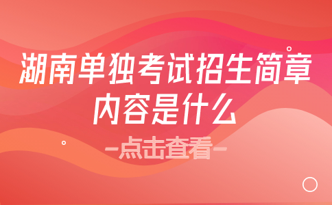 湖南单独考试招生简章
